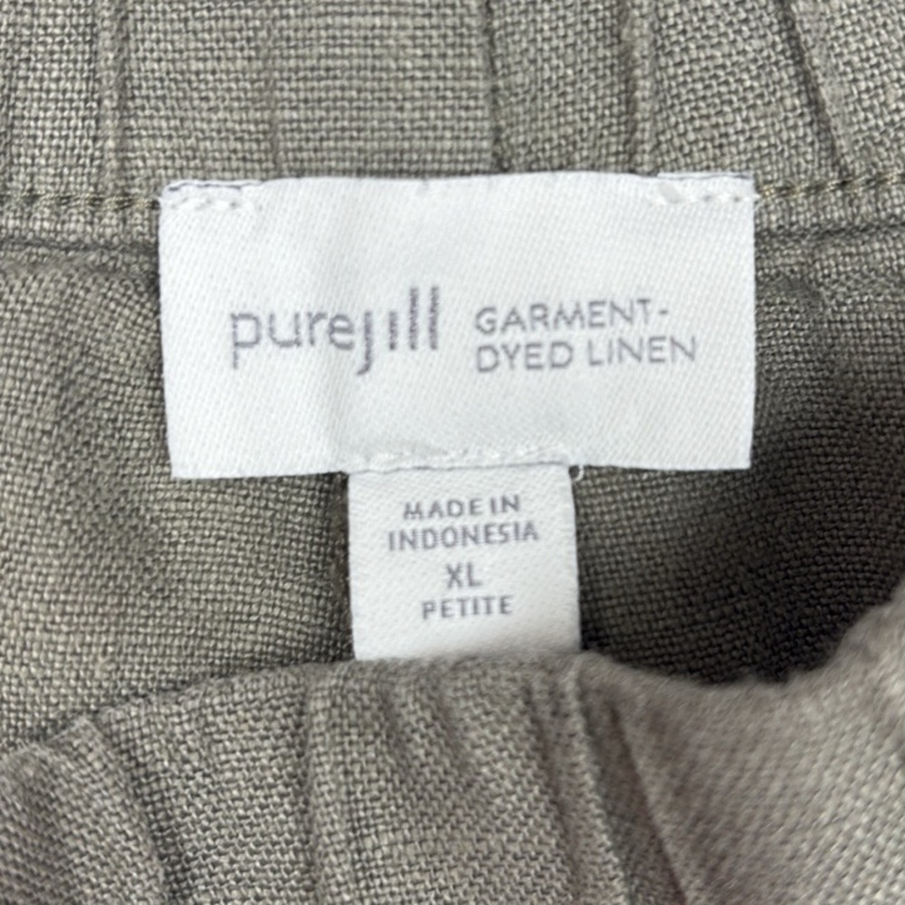 Pure J. Jill Linen High Rise Pull-On Cropped Wide Leg Pants Minimalist Green XLP - Picture 9 of 11